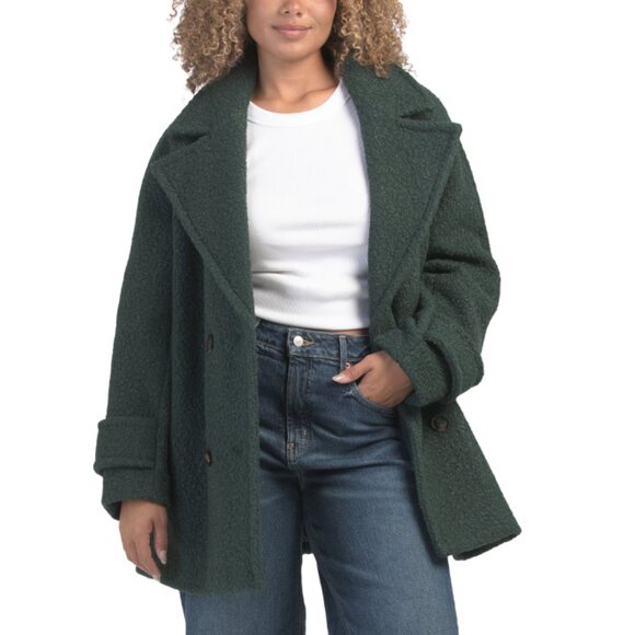 BCBGMAXAZRIA Moss Short Double Breasted Boyfriend Coat - Picture 1 of 2